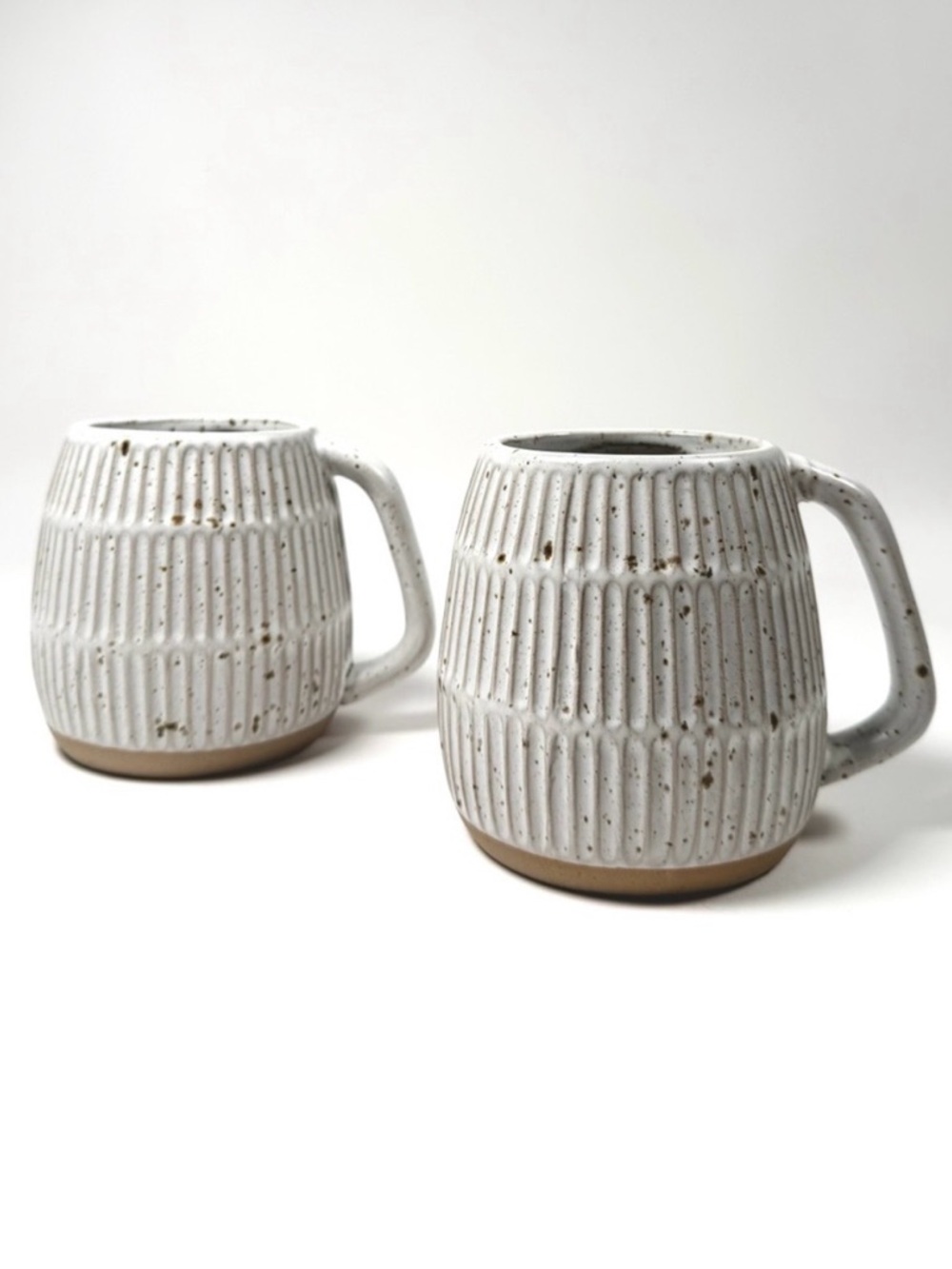 Artisan-Style Stoneware Mugs | Neutral Rustic Coffee Tea Cups Set of 2